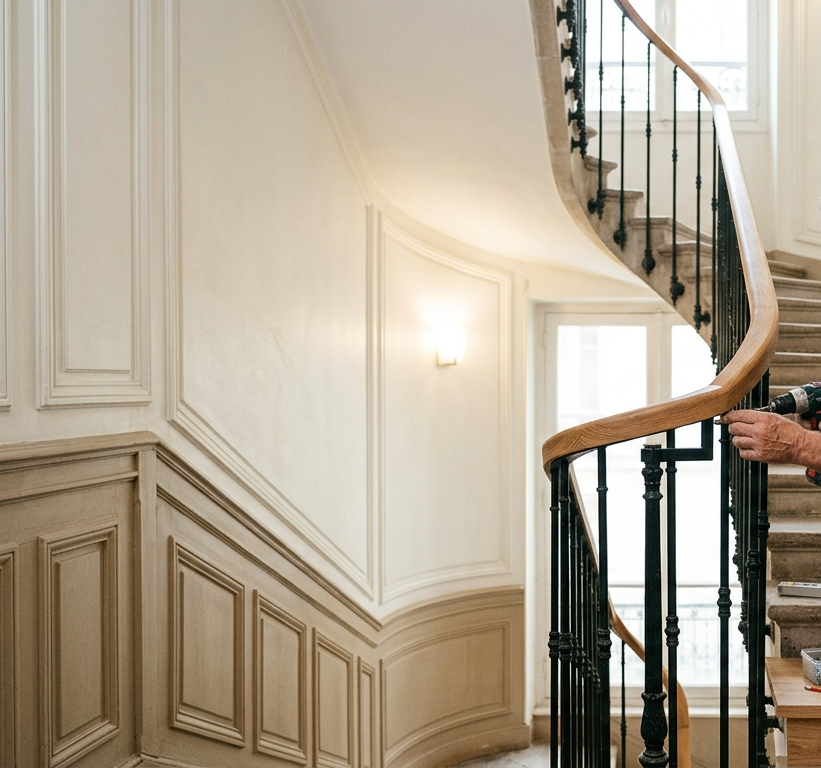 Installation de main courante et rampe d'escalier &agrave; Paris 13